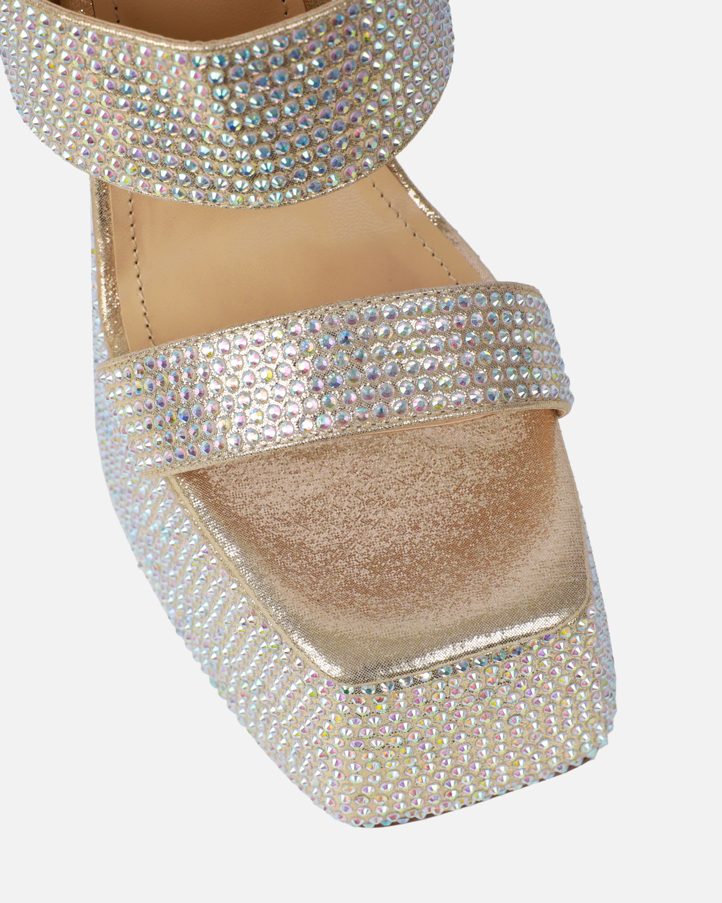 Melodie Gold Metallic Diamante Platform Sandals - Image 4