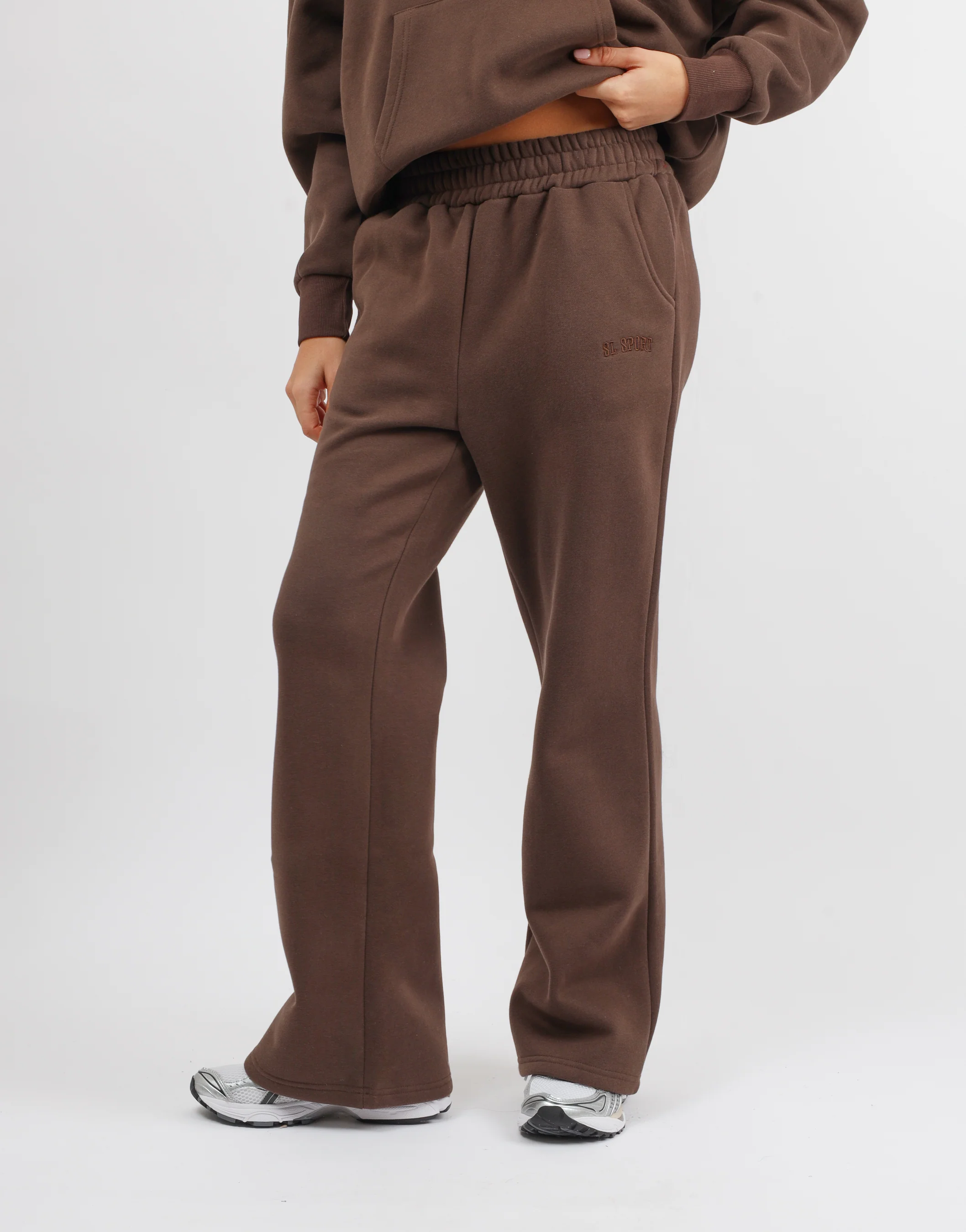 Mia Simmi Studios SL Sport Flared Joggers in Brown - Image 3