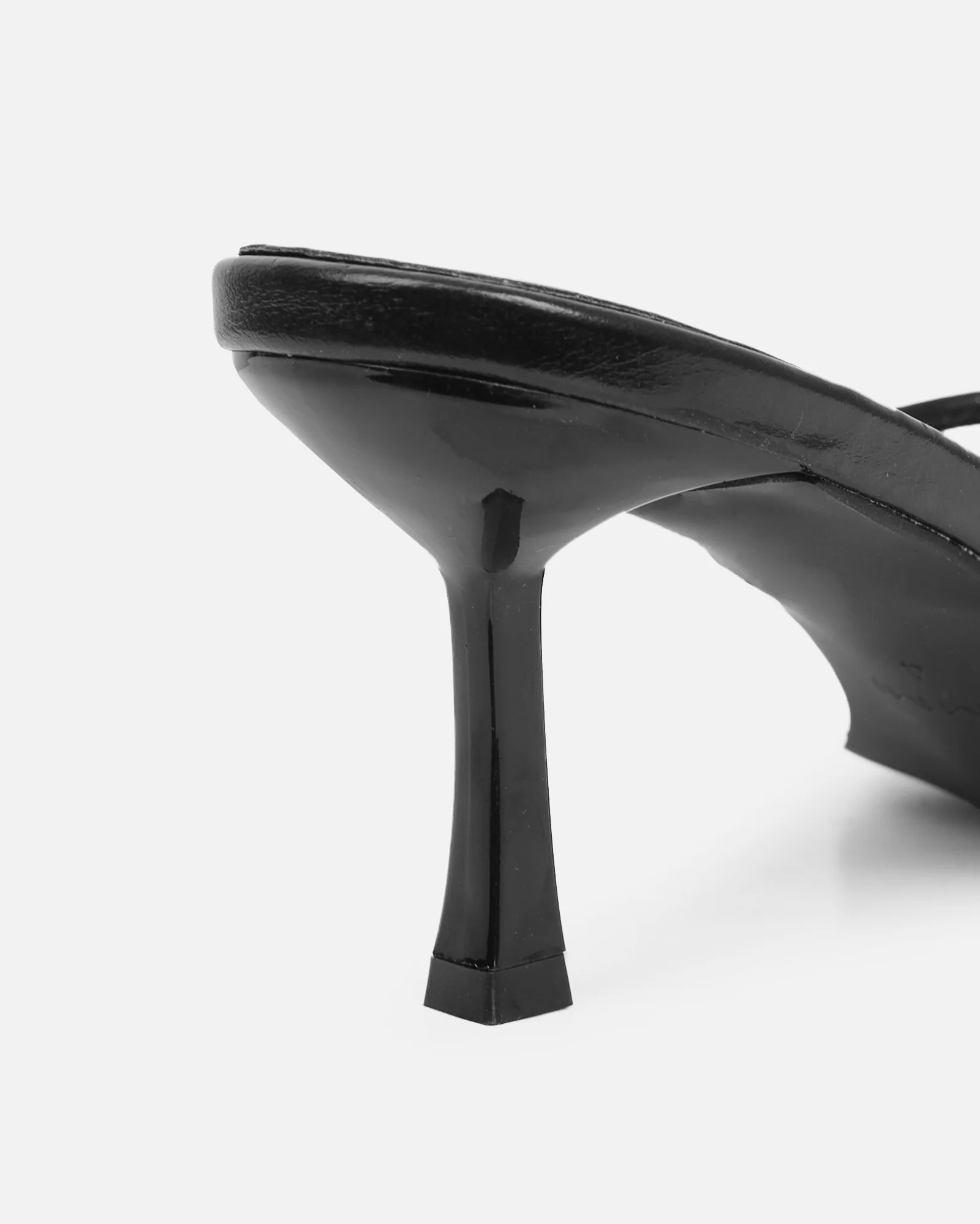 Mines Black Shine Mid Heel Mules - Image 3