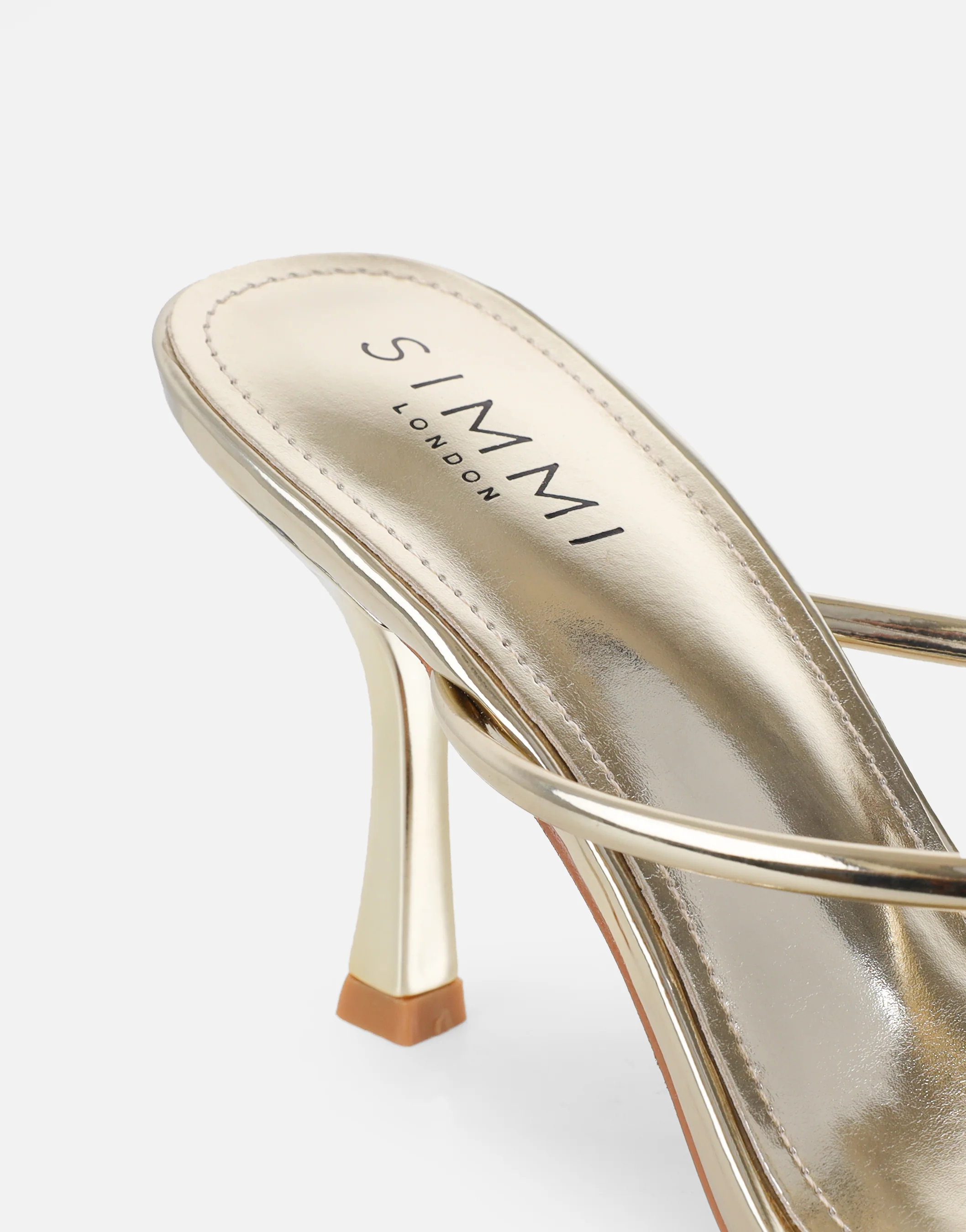 Moni Gold Mirror Diamante Toe Detail Mules - Image 3
