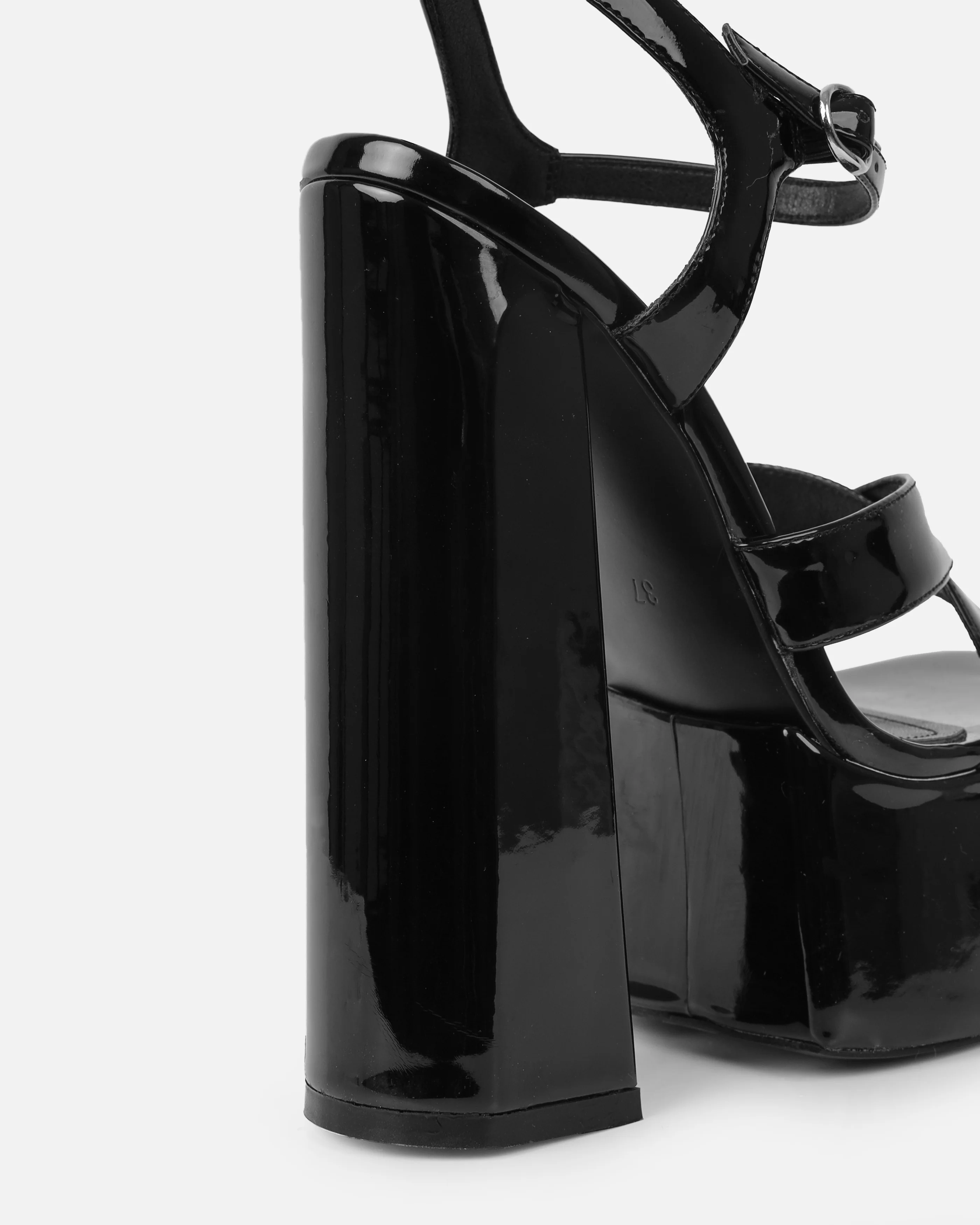 Novah Black Patent Platform Sandals - Image 3