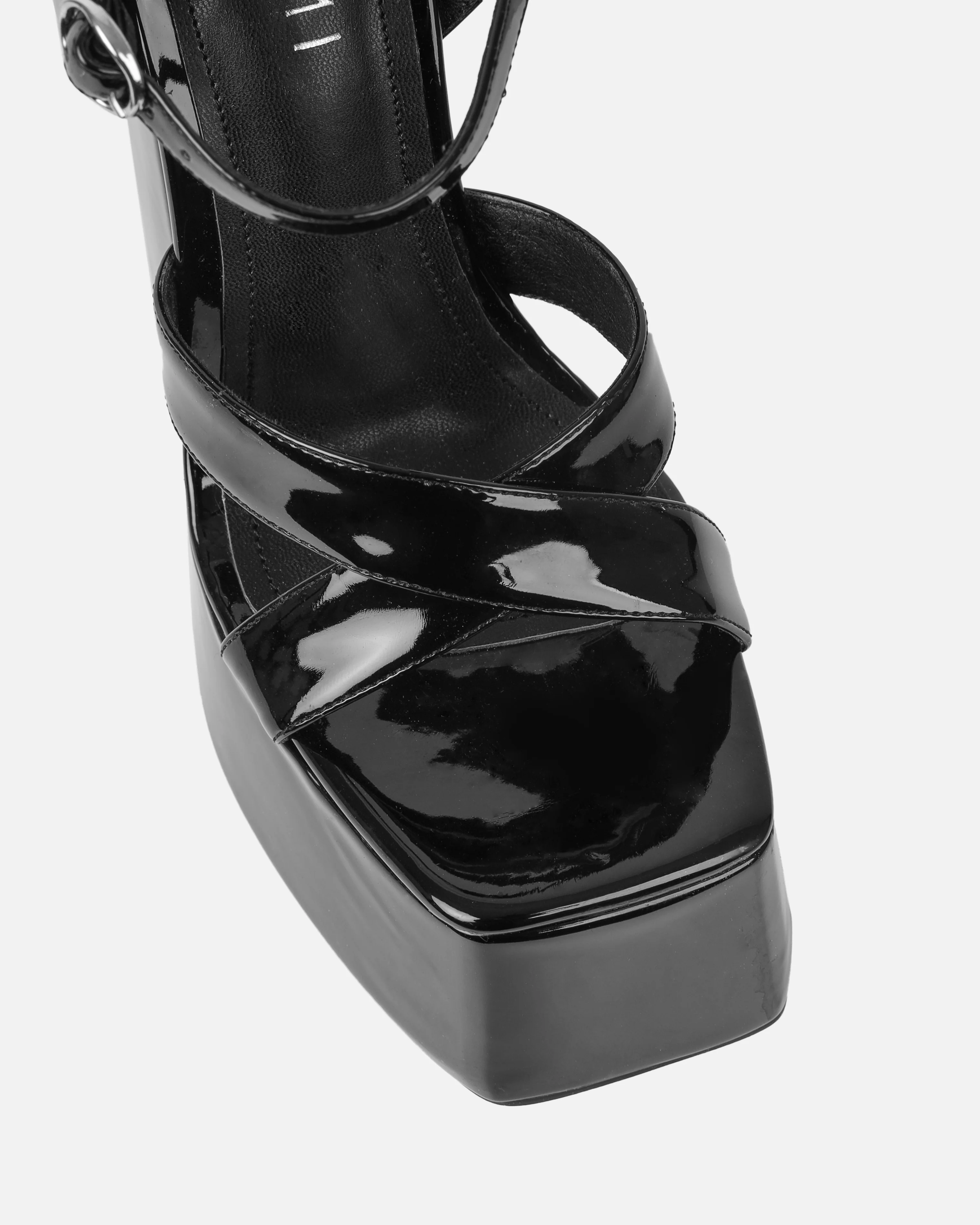 Novah Black Patent Platform Sandals - Image 4