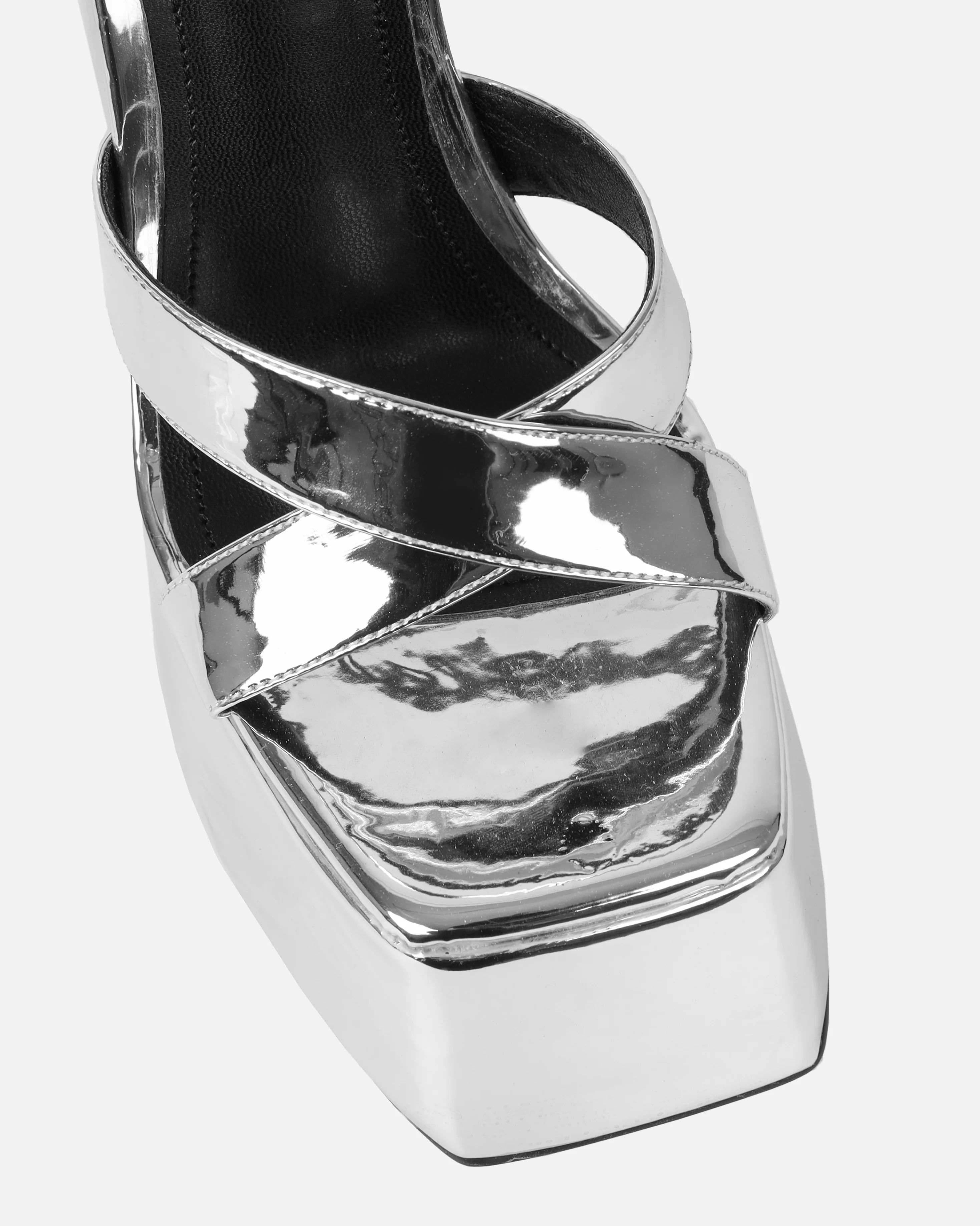 Novah Silver Mirror Platform Sandals - Image 4