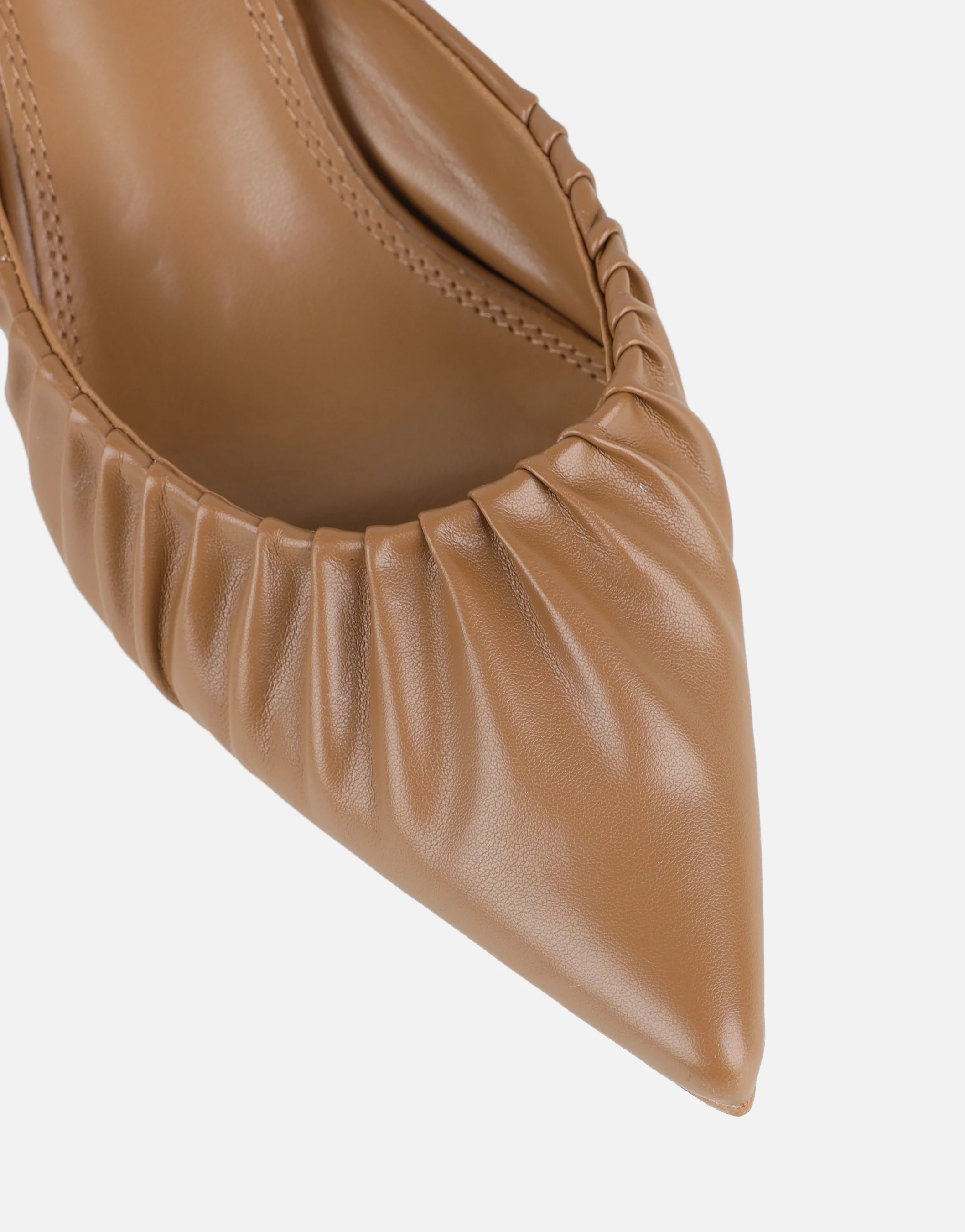 Paige Dark Nude Ruched Mules - Image 4