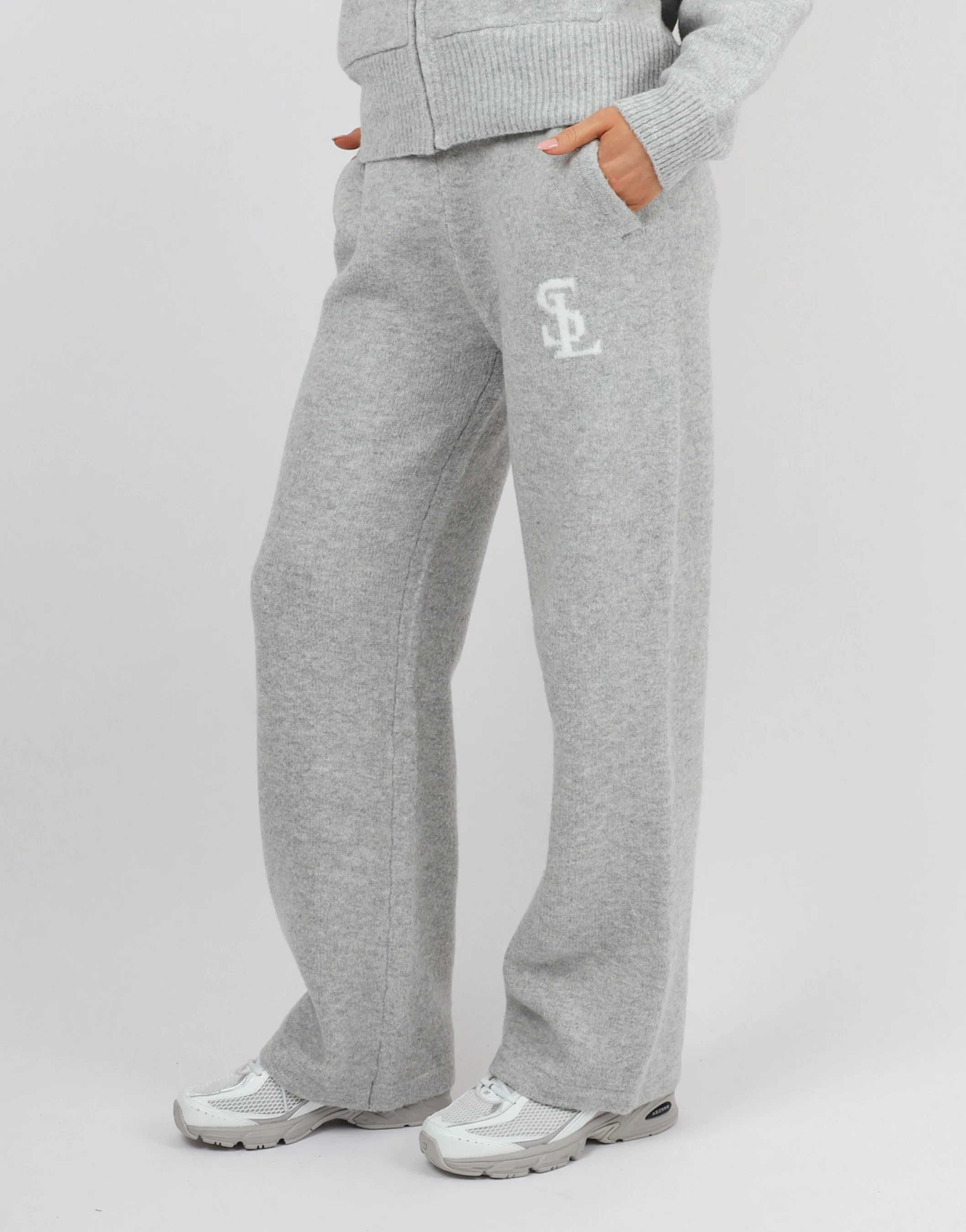 Romy Simmi Studios Chunky Knit Trousers In Light Grey - Image 3