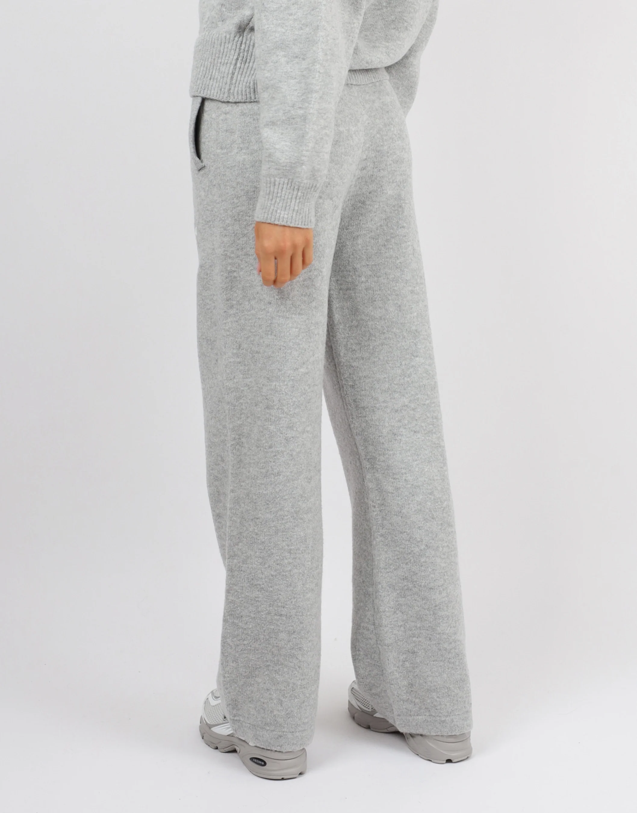 Romy Simmi Studios Chunky Knit Trousers In Light Grey - Image 4