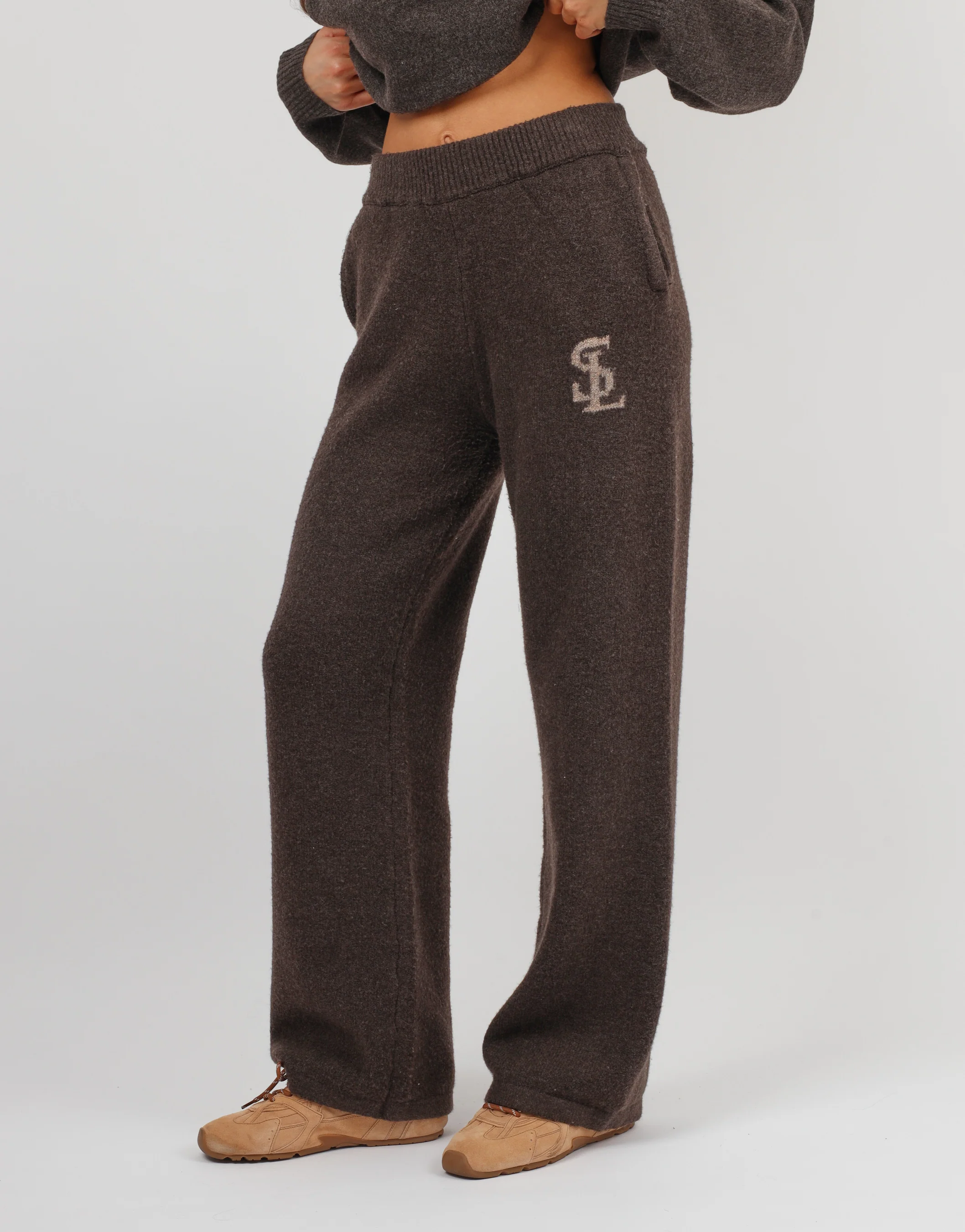Romy Simmi Studios Chunky Knit Trousers In Teddy - Image 3
