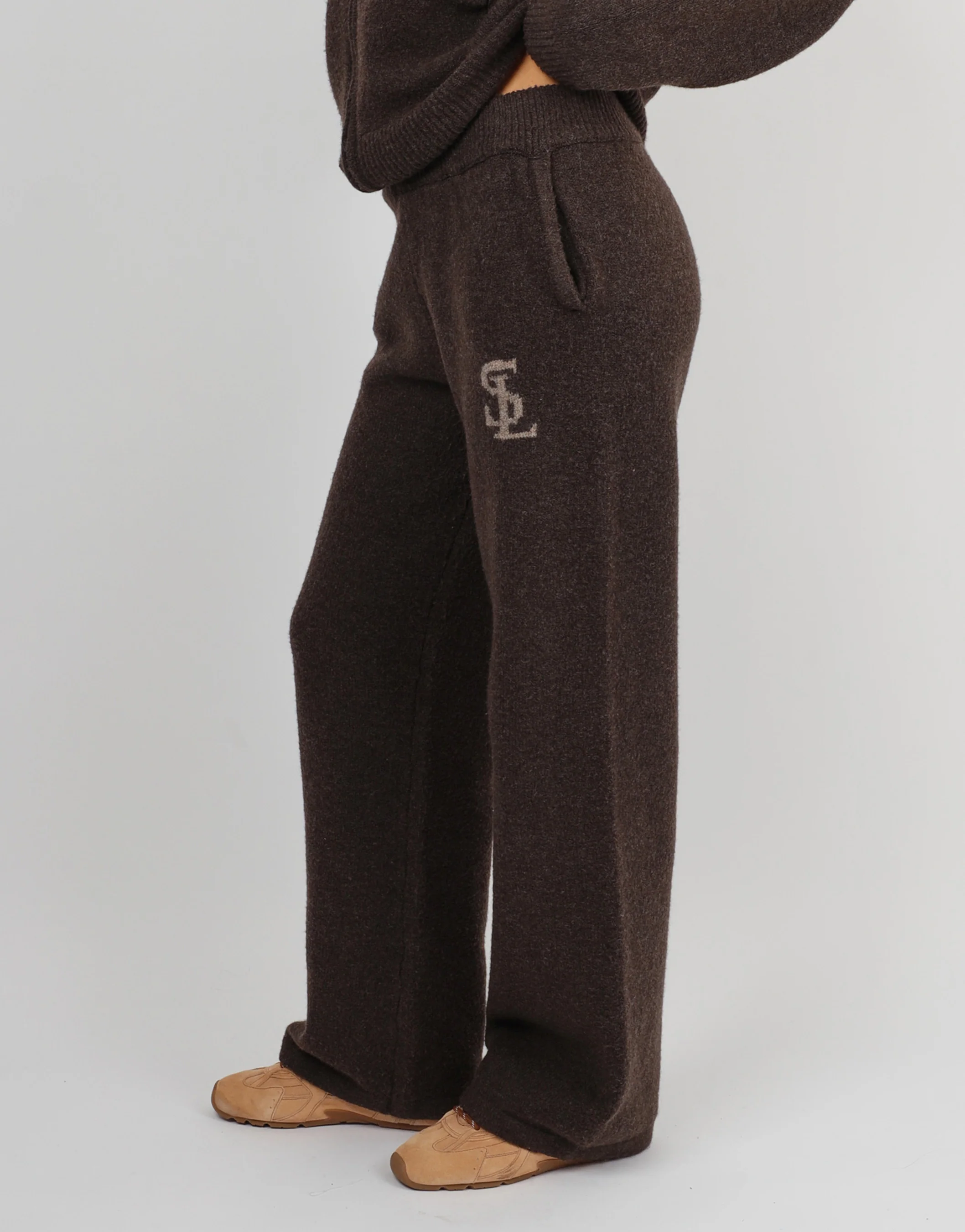 Romy Simmi Studios Chunky Knit Trousers In Teddy - Image 4