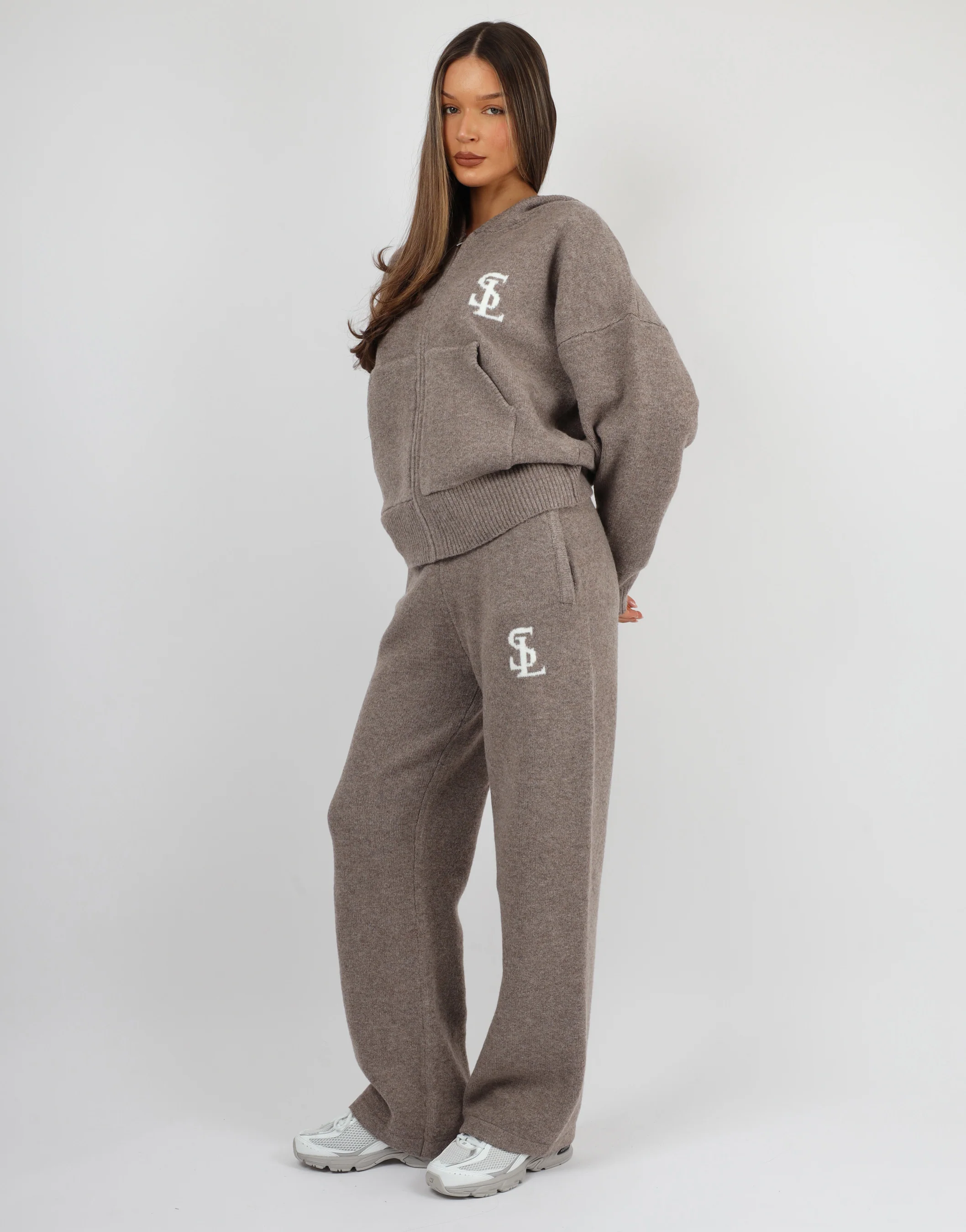 Romy Simmi Studios Chunky Knit Hoodie In Mocha - Image 3