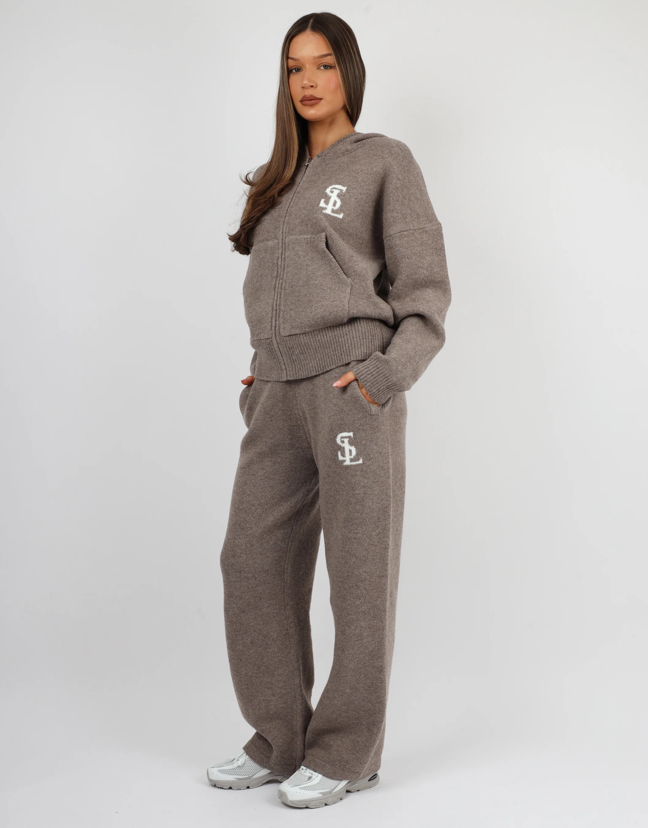 Romy Simmi Studios Chunky Knit Hoodie In Mocha - Image 5