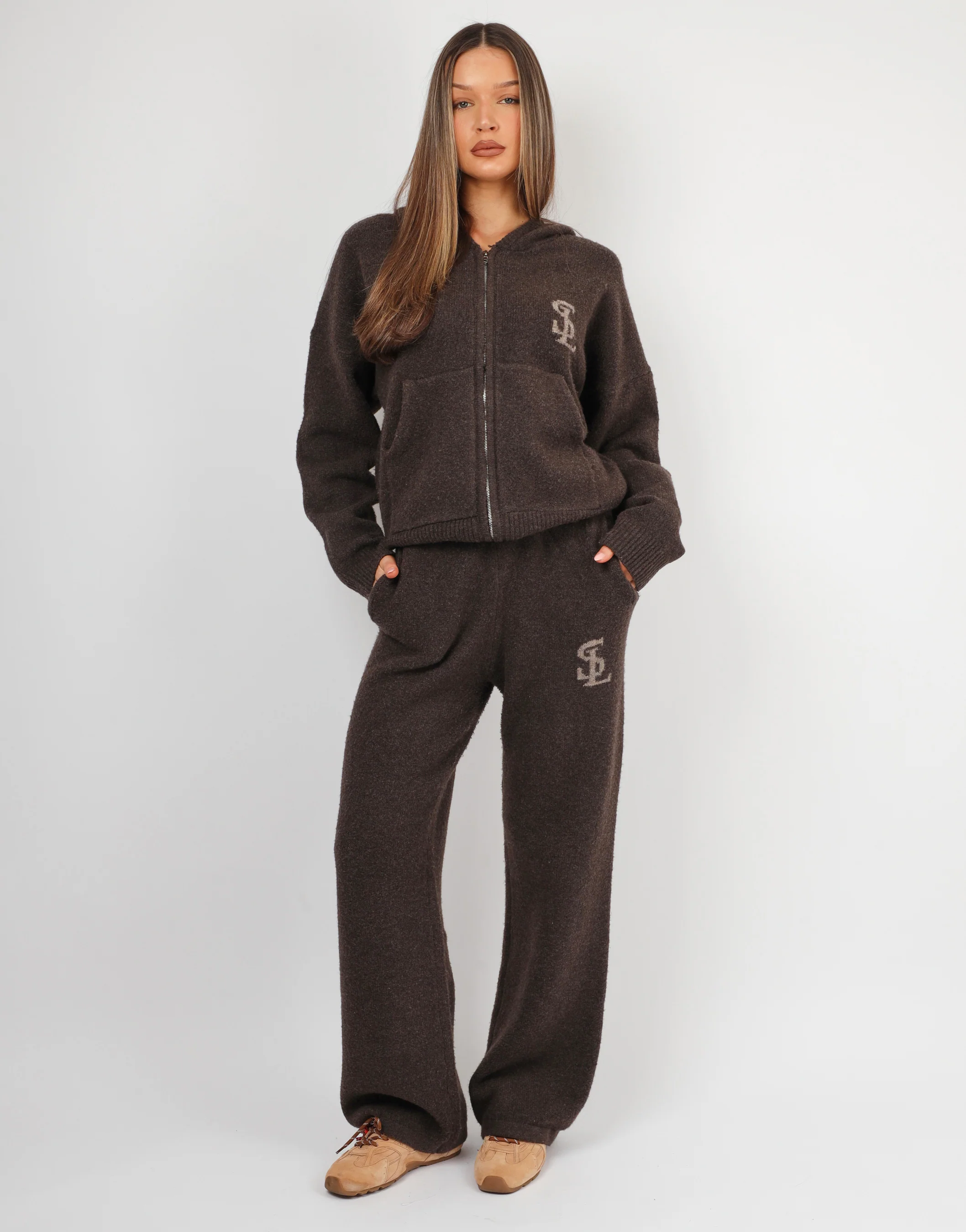 Romy Simmi studios chunky knit hoodie in teddy - Image 3