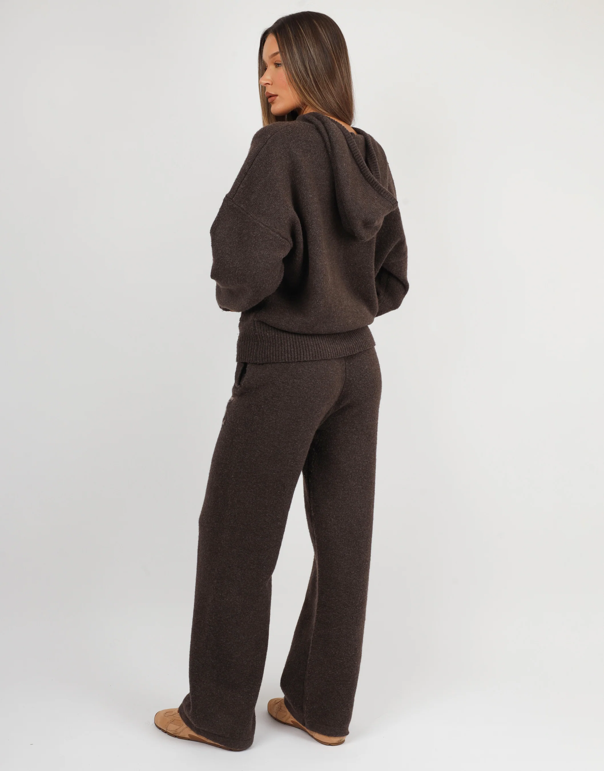 Romy Simmi studios chunky knit hoodie in teddy - Image 5