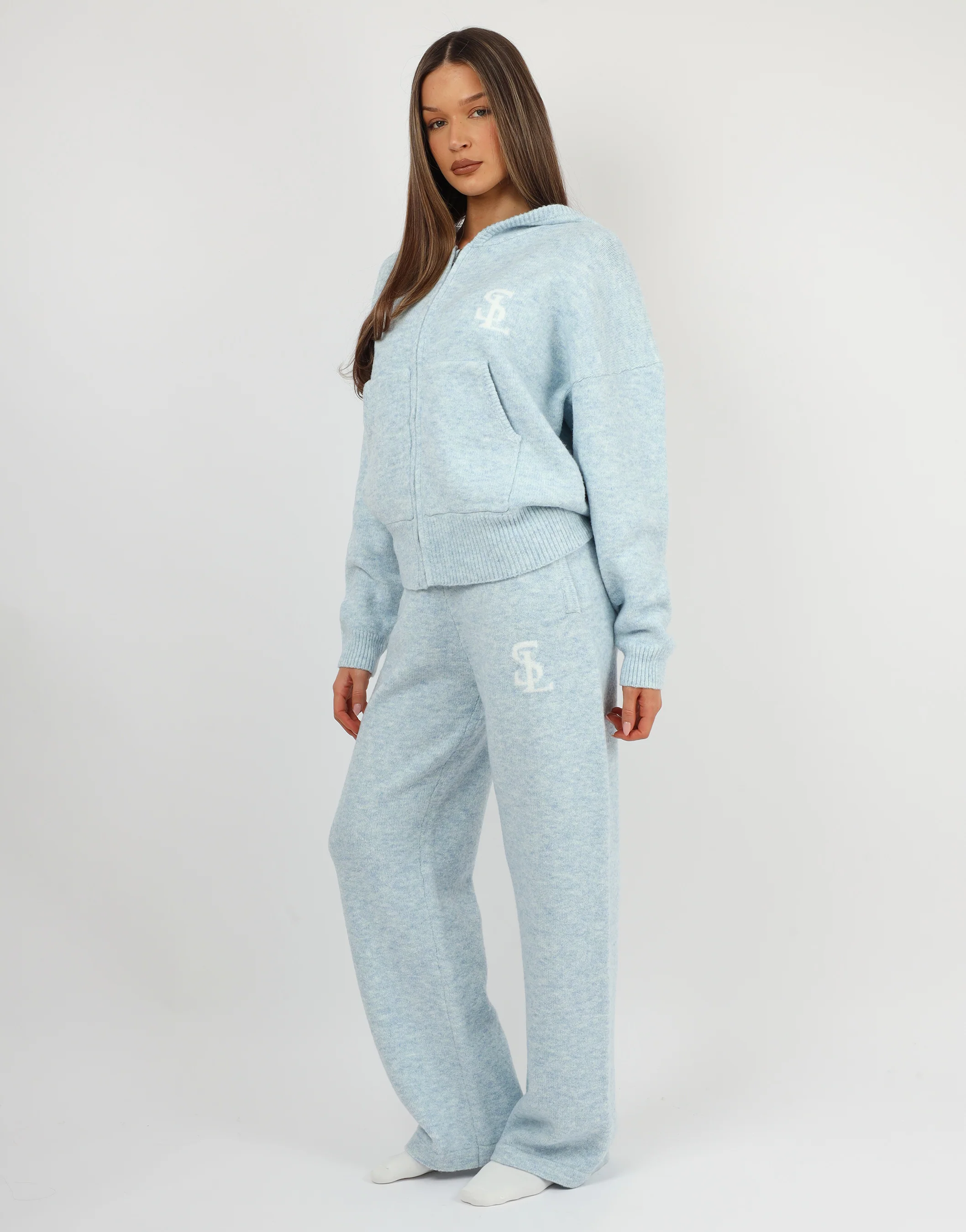 Romy Simmi Studios Chunky Knit Hoodie In Blue - Image 4