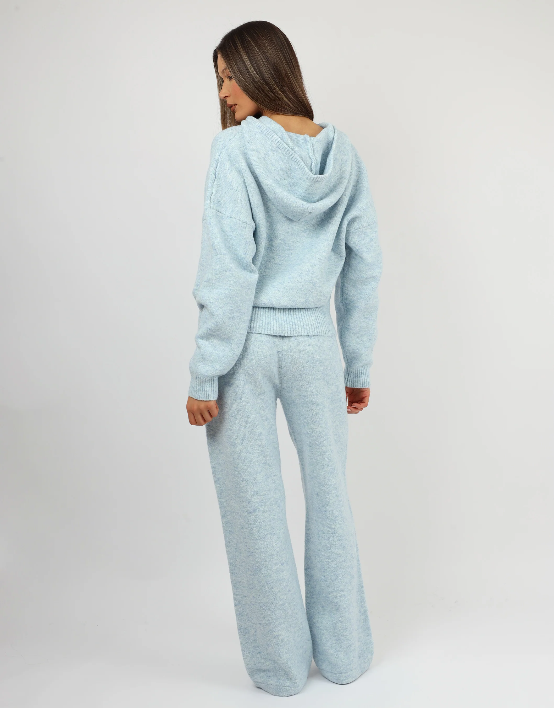 Romy Simmi Studios Chunky Knit Hoodie In Blue - Image 5
