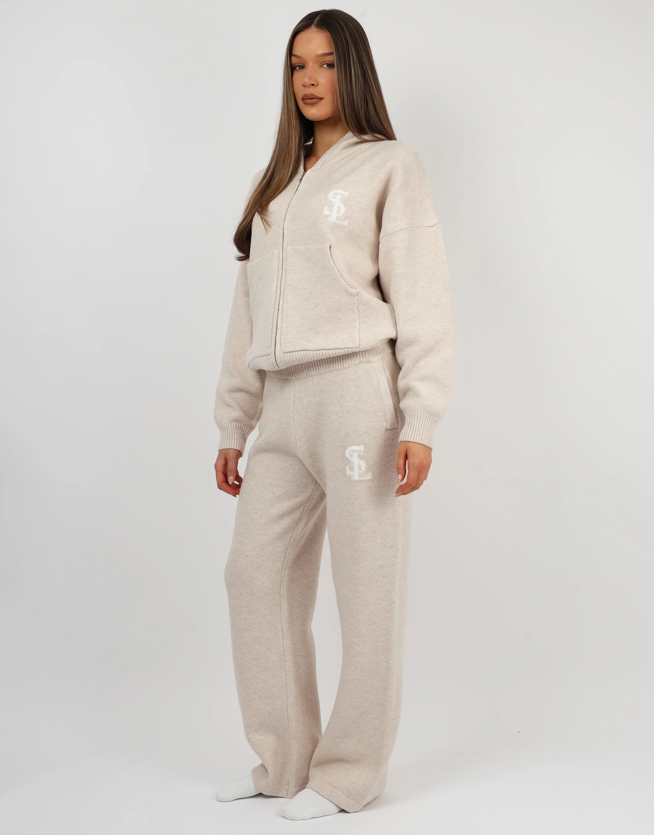Romy Simmi Studios Chunky Knit Hoodie In Cream - Image 3