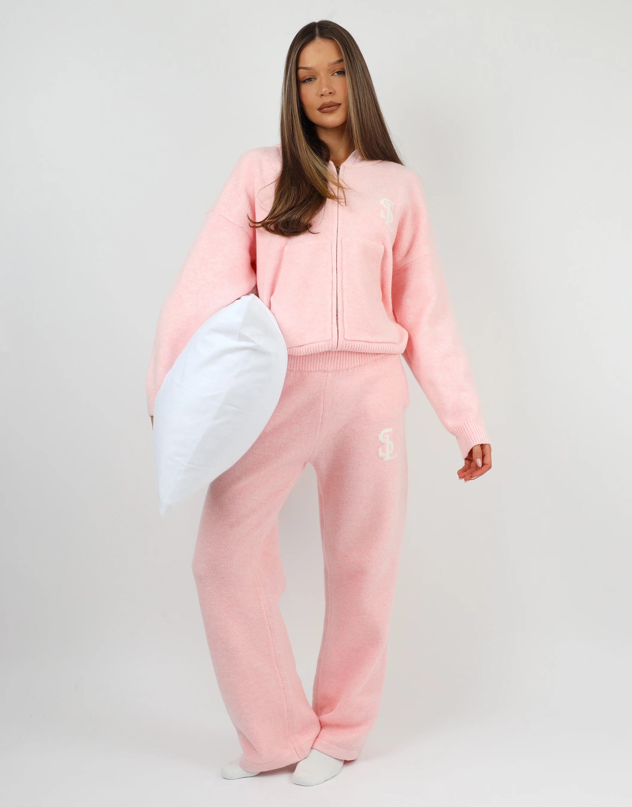 Romy Simmi Studios Chunky Knit Hoodie In Pink - Image 3