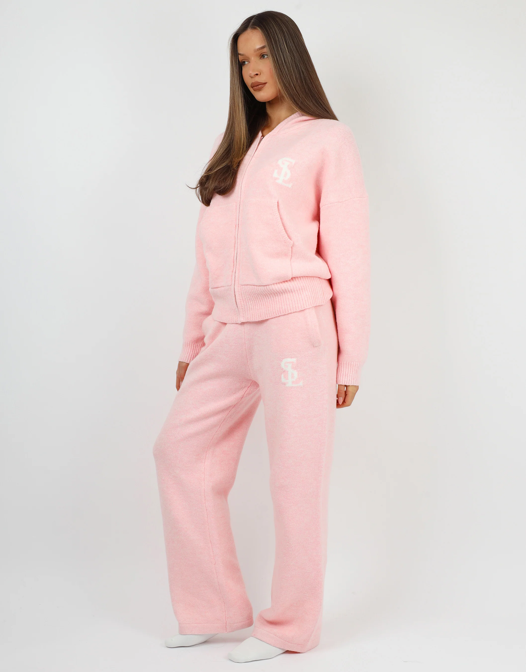 Romy Simmi Studios Chunky Knit Hoodie In Pink - Image 4