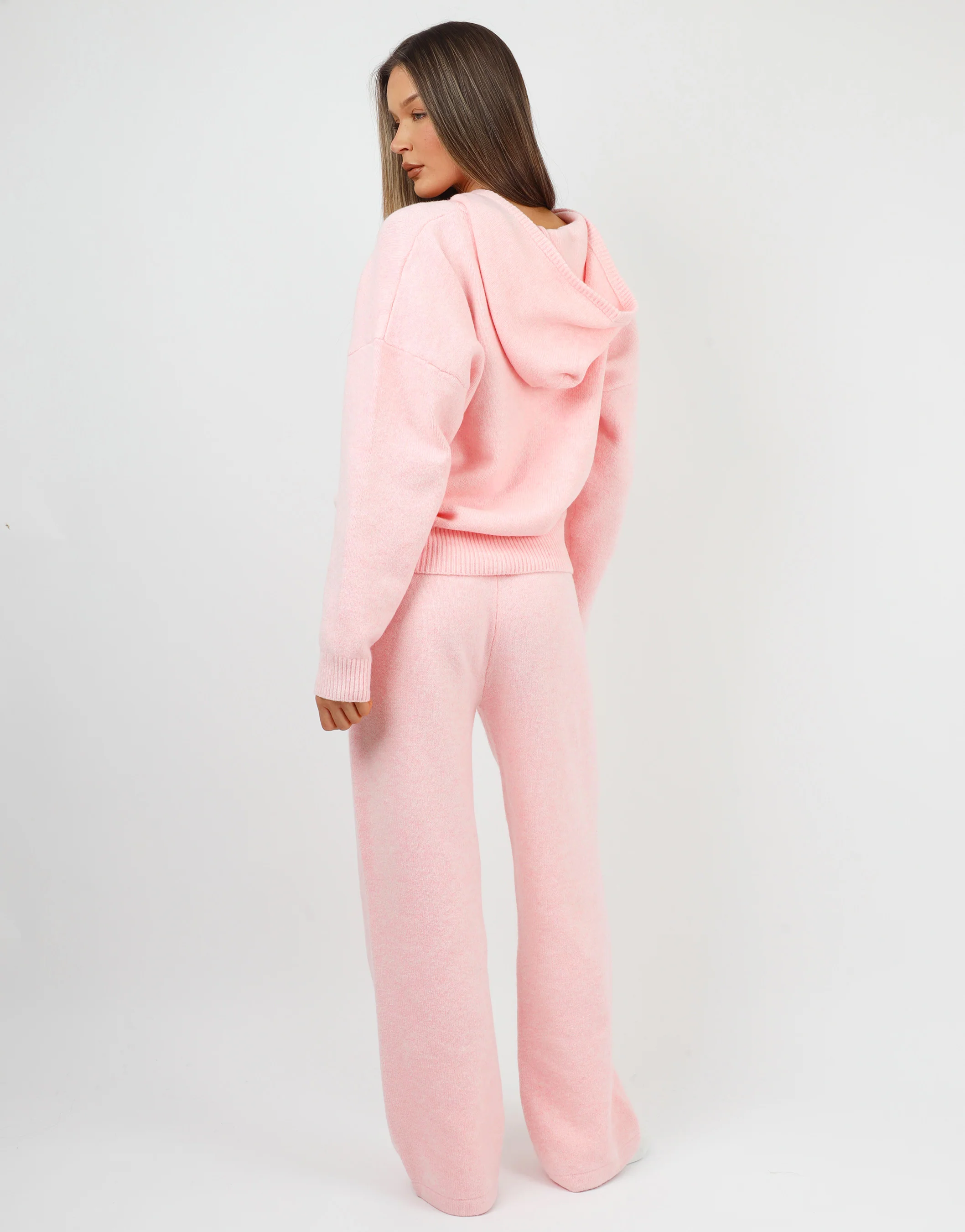 Romy Simmi Studios Chunky Knit Hoodie In Pink - Image 5
