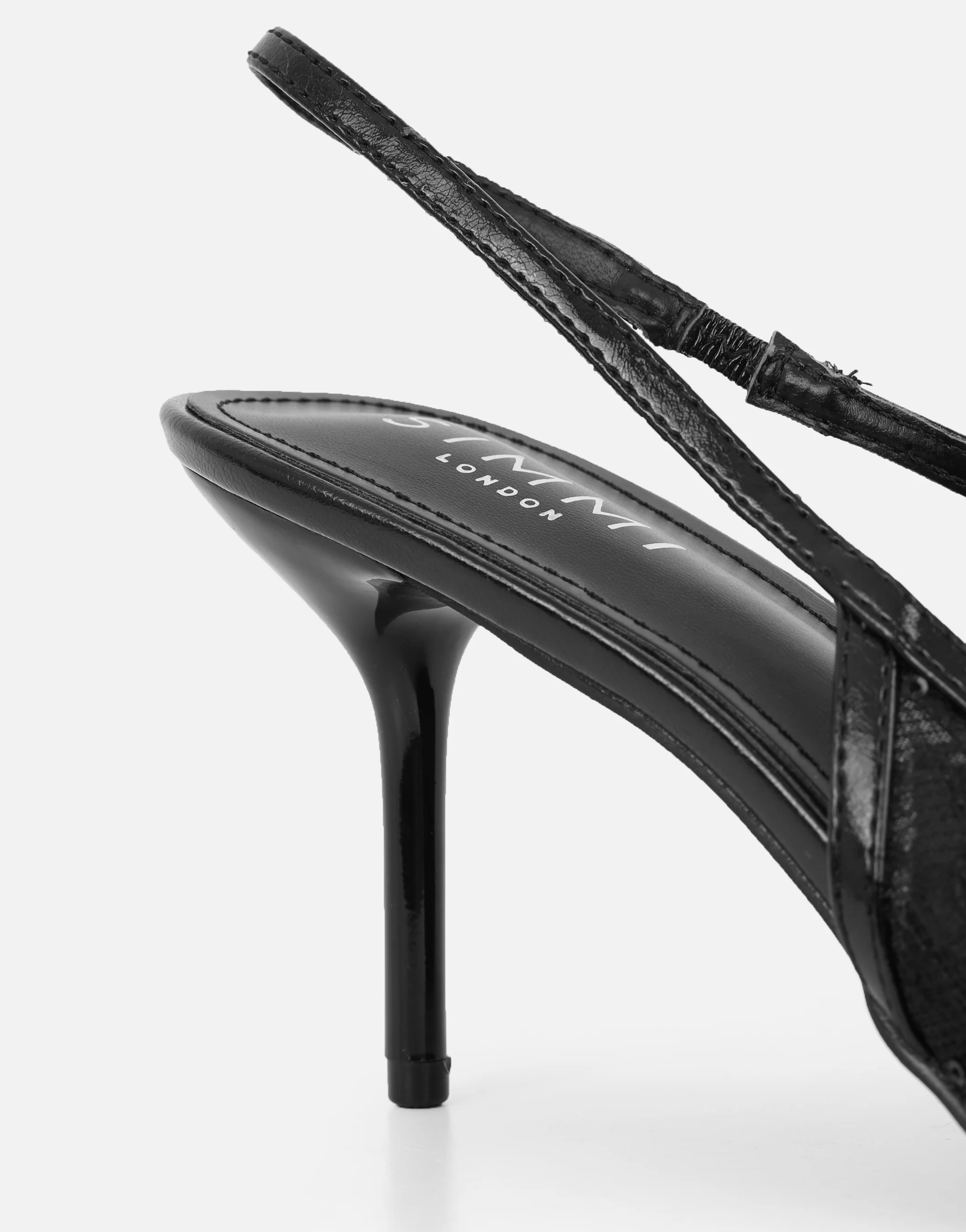 Saskia Black Mesh Bow Detail Slingback Courts - Image 3