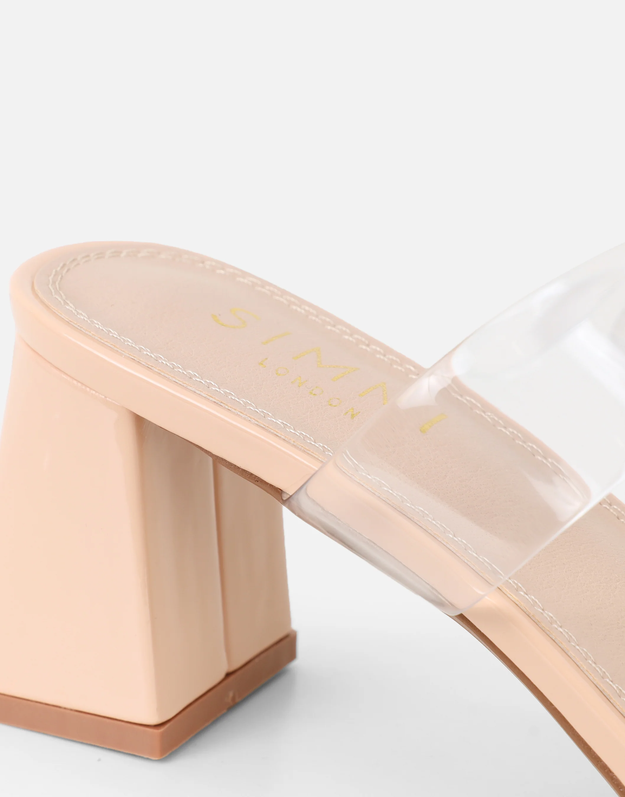 Seraphina Nude Patent Clear Diamante Heeled Sandals - Image 3