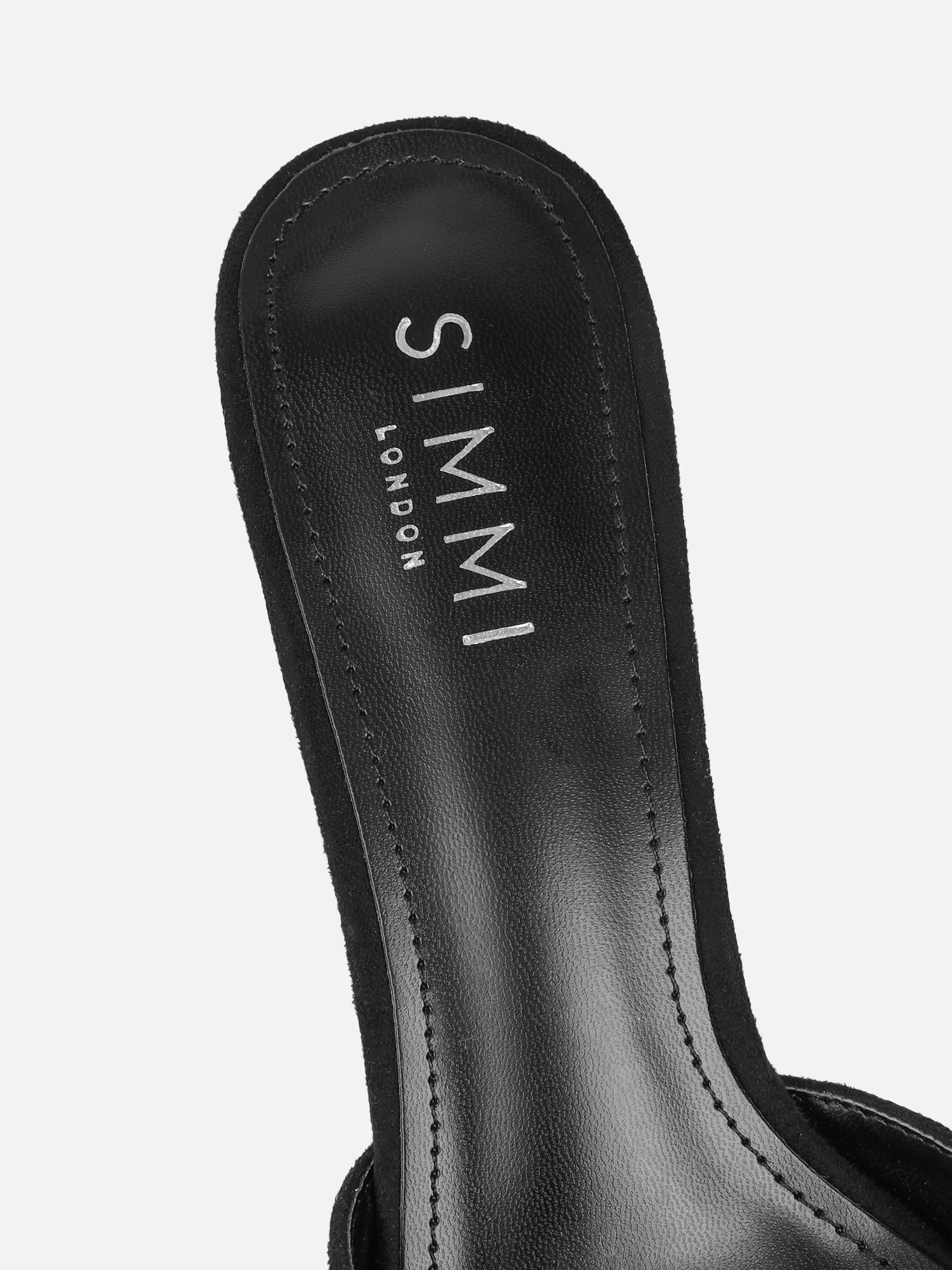 Silvia Black Suede Peep Toe Heeled Sandals - Image 3