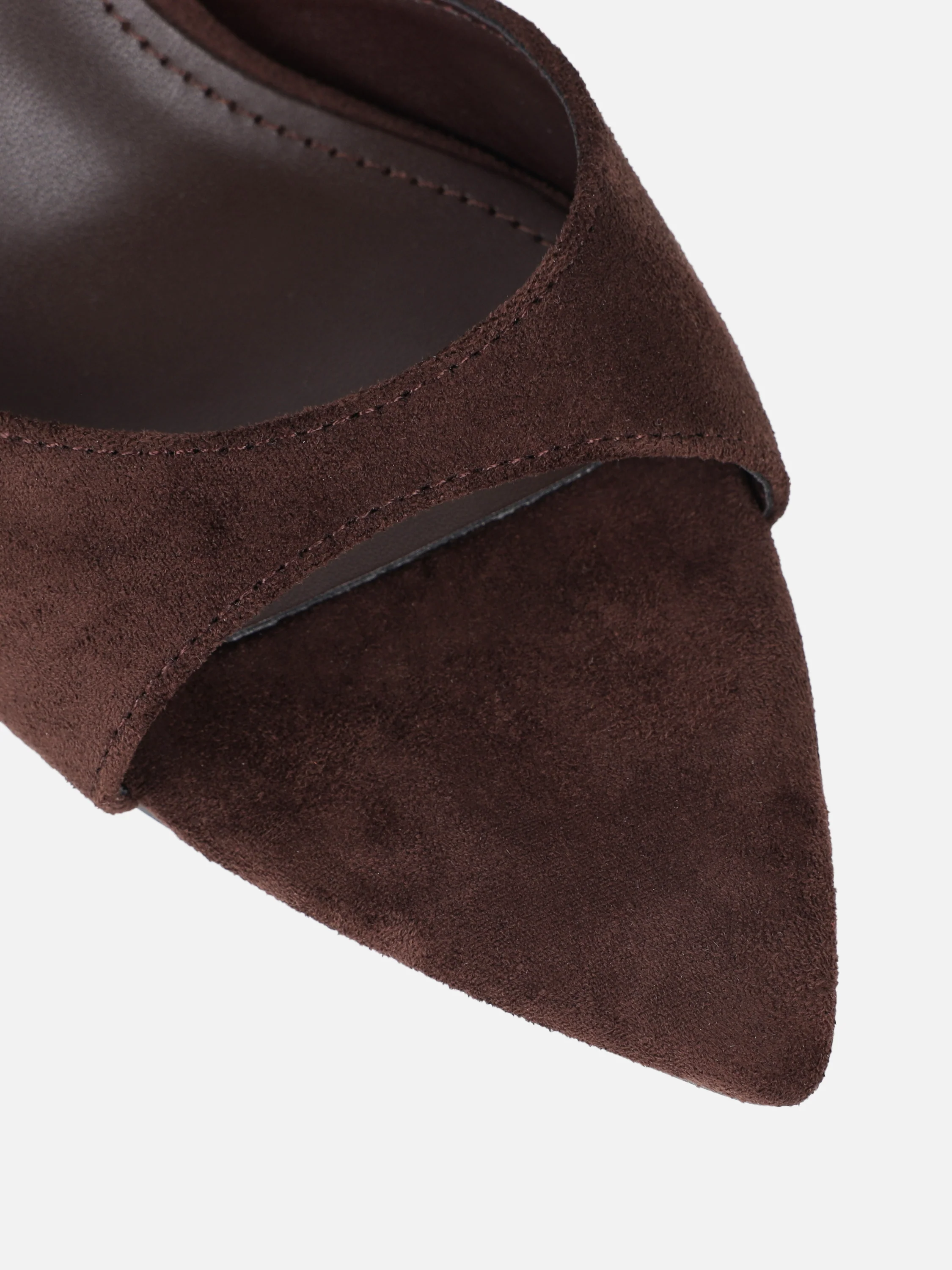 Silvia Brown Suede Peep Toe Heeled Sandals - Image 4