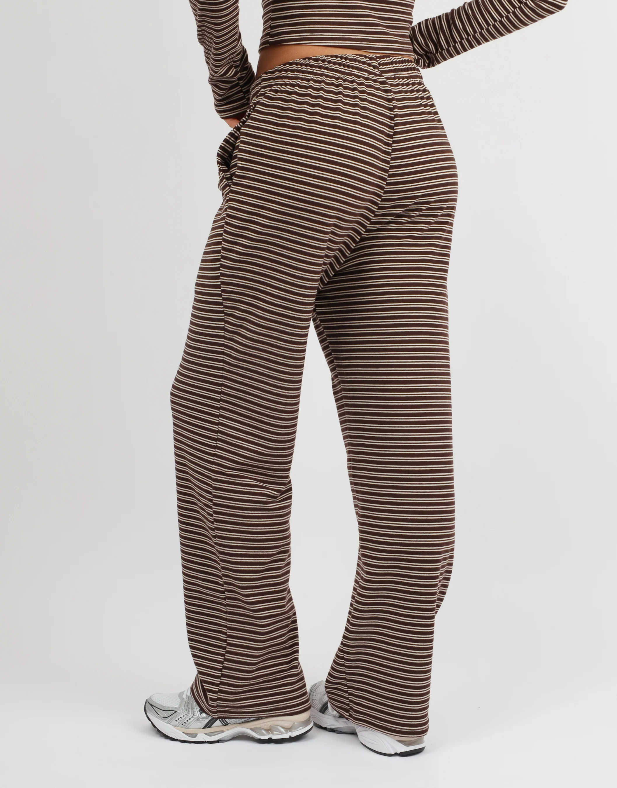 Tilly Super Soft Stripe Trouser In Brown - Image 4