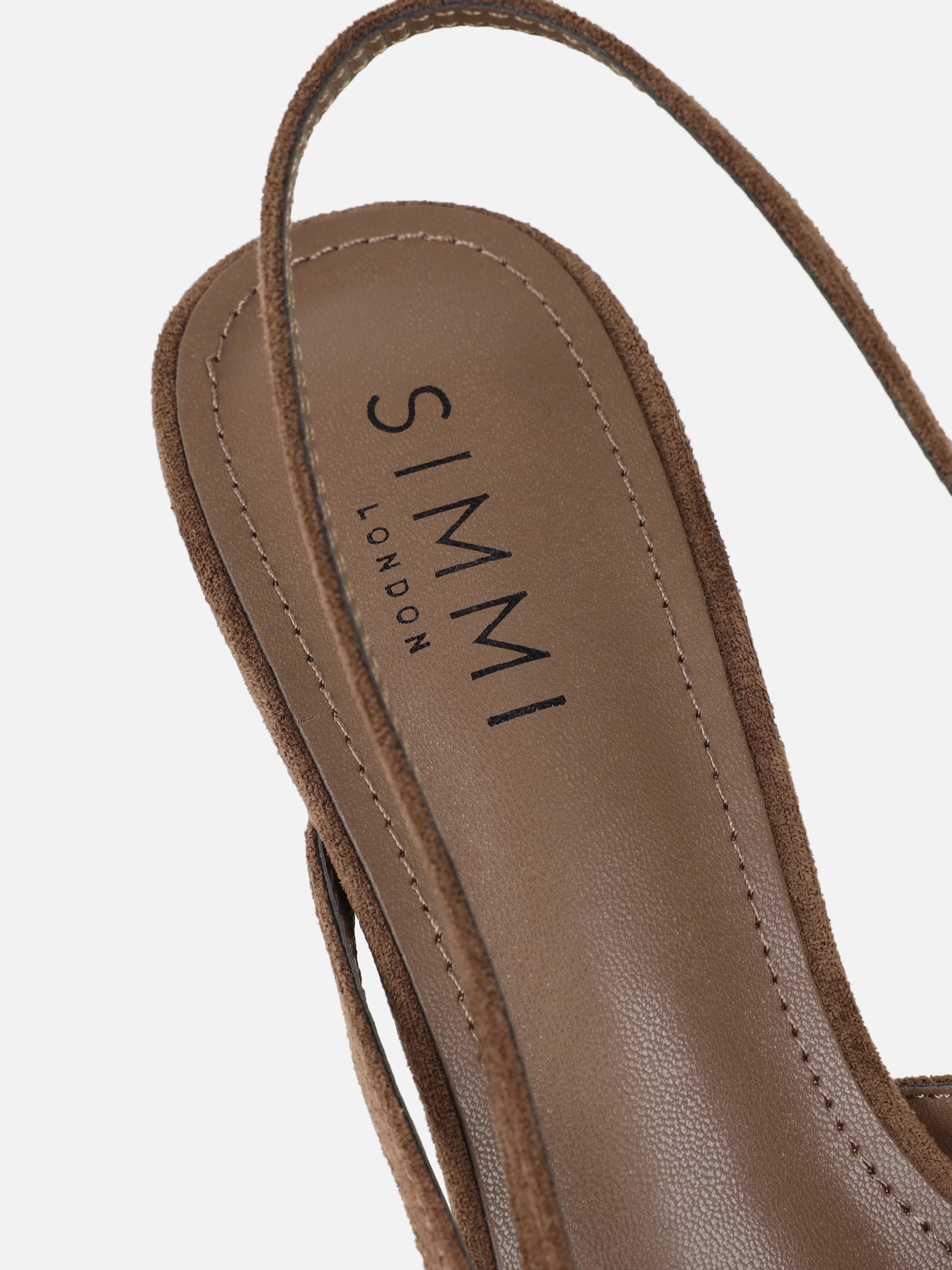 Stallone Dark Beige Suede Buckle Detail Slingback Court Shoes - Image 3