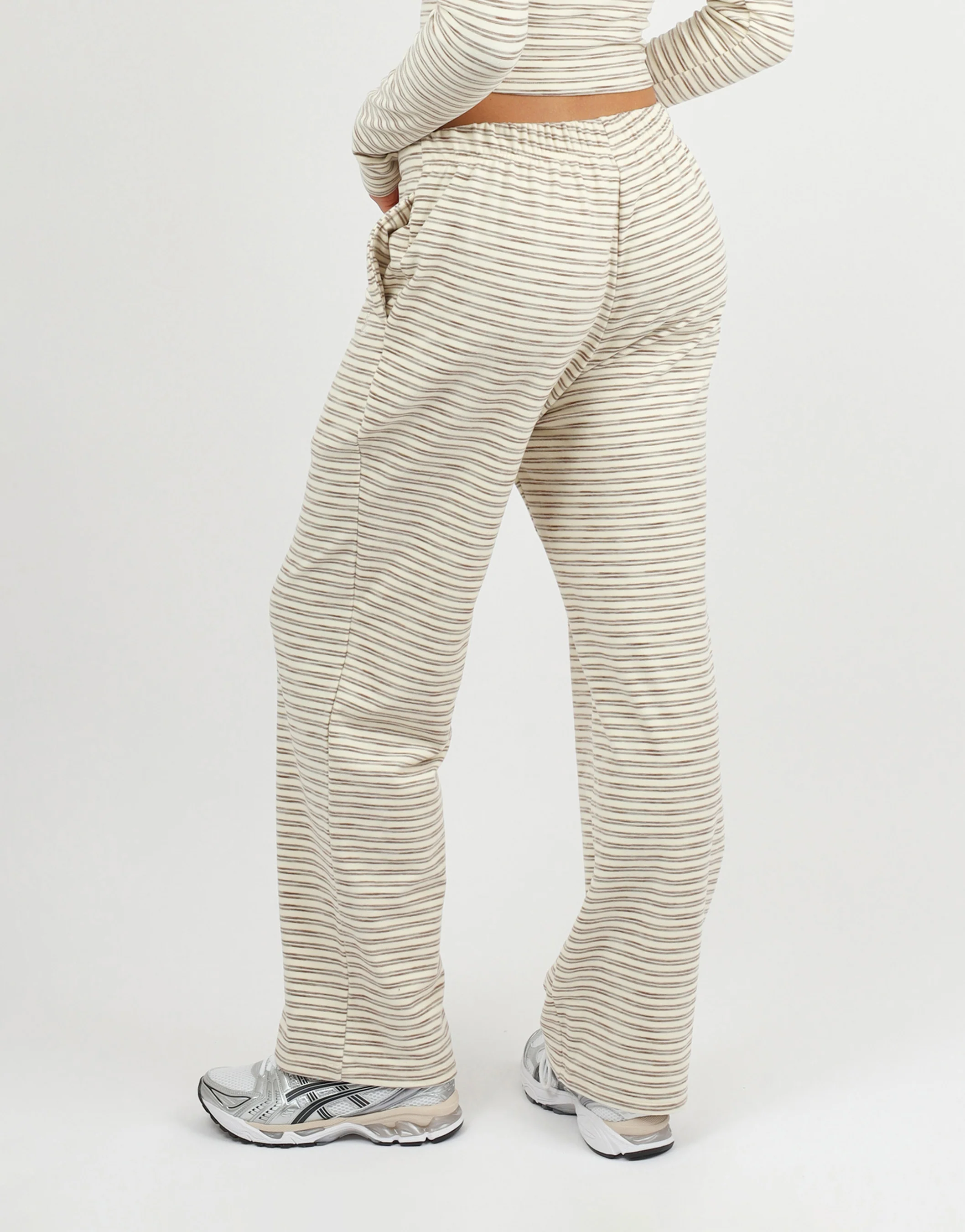 Tilly Super Soft Stripe Trouser In Cream - Image 4