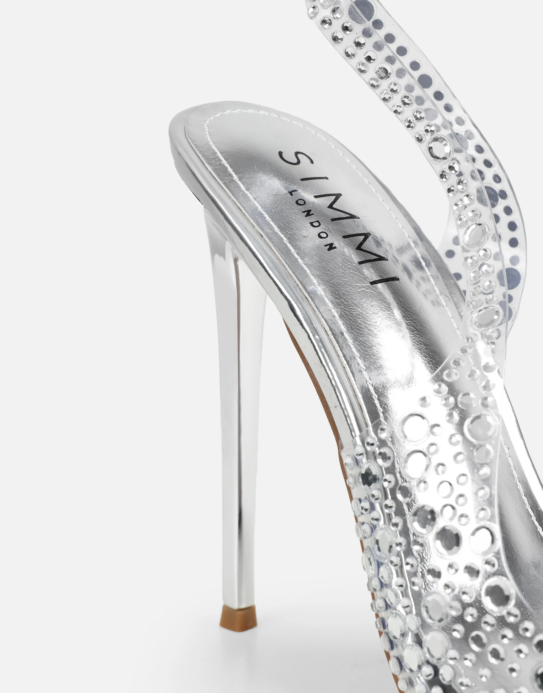 Tia Clear Silver Embellished Slingback Courts - Image 3