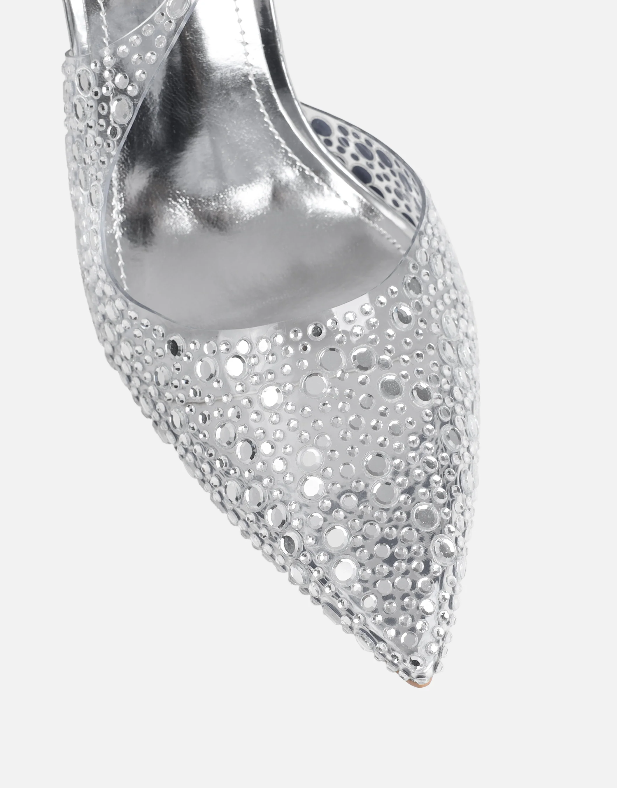 Tia Clear Silver Embellished Slingback Courts - Image 4