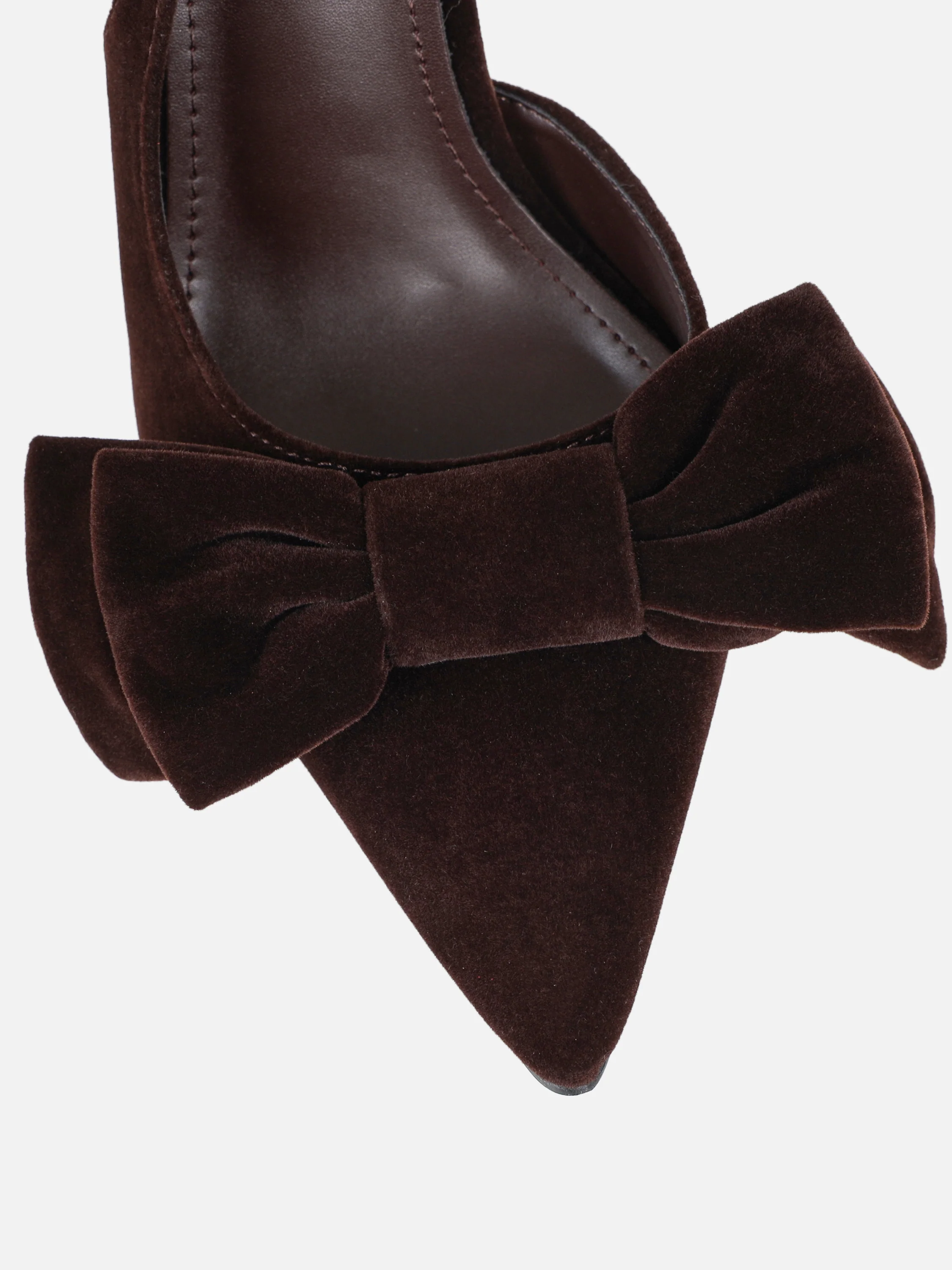 Toppaz Brown Velvet Bow Heeled Sandals - Image 4