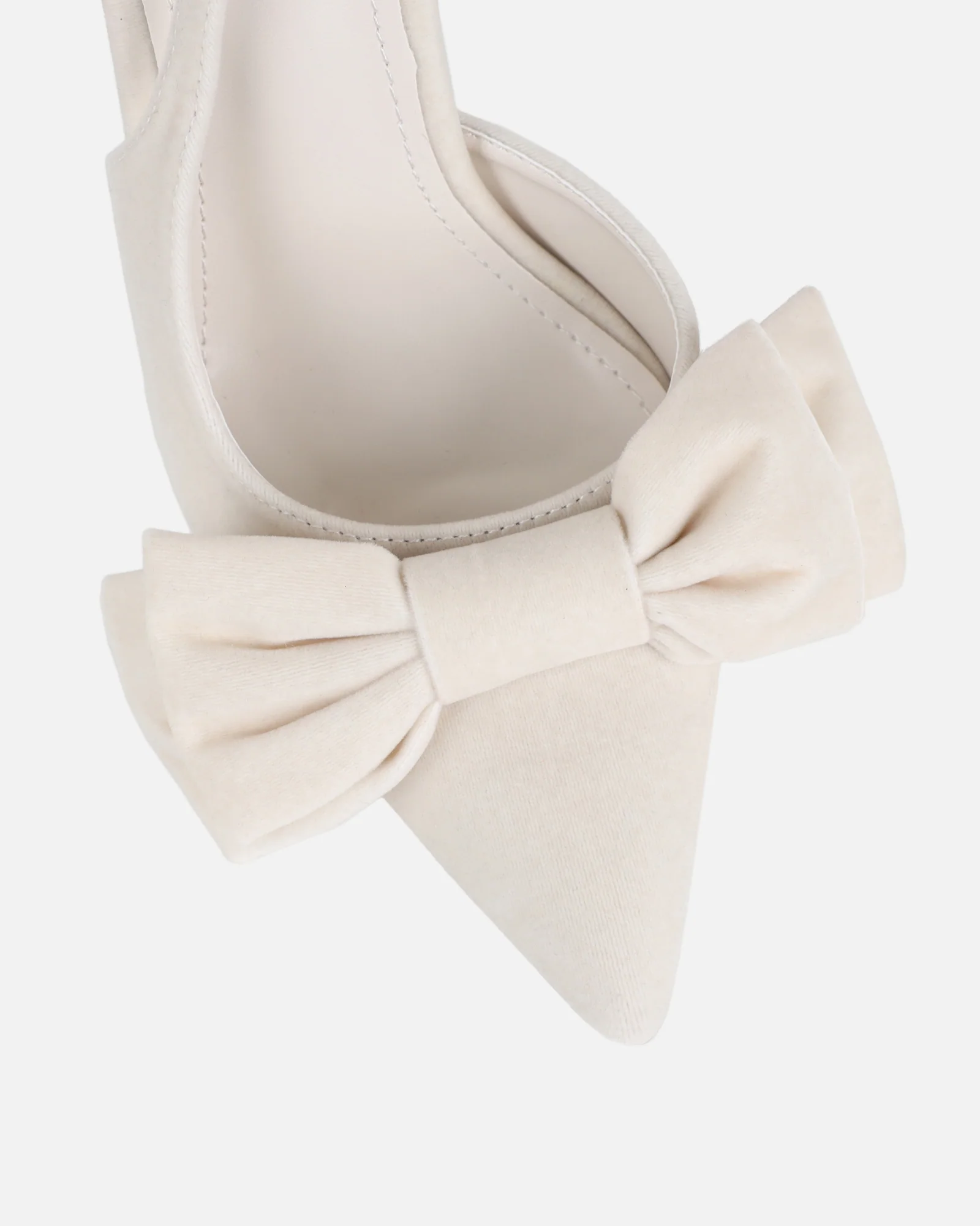 Toppaz Cream Velvet Bow Heeled Sandals - Image 4