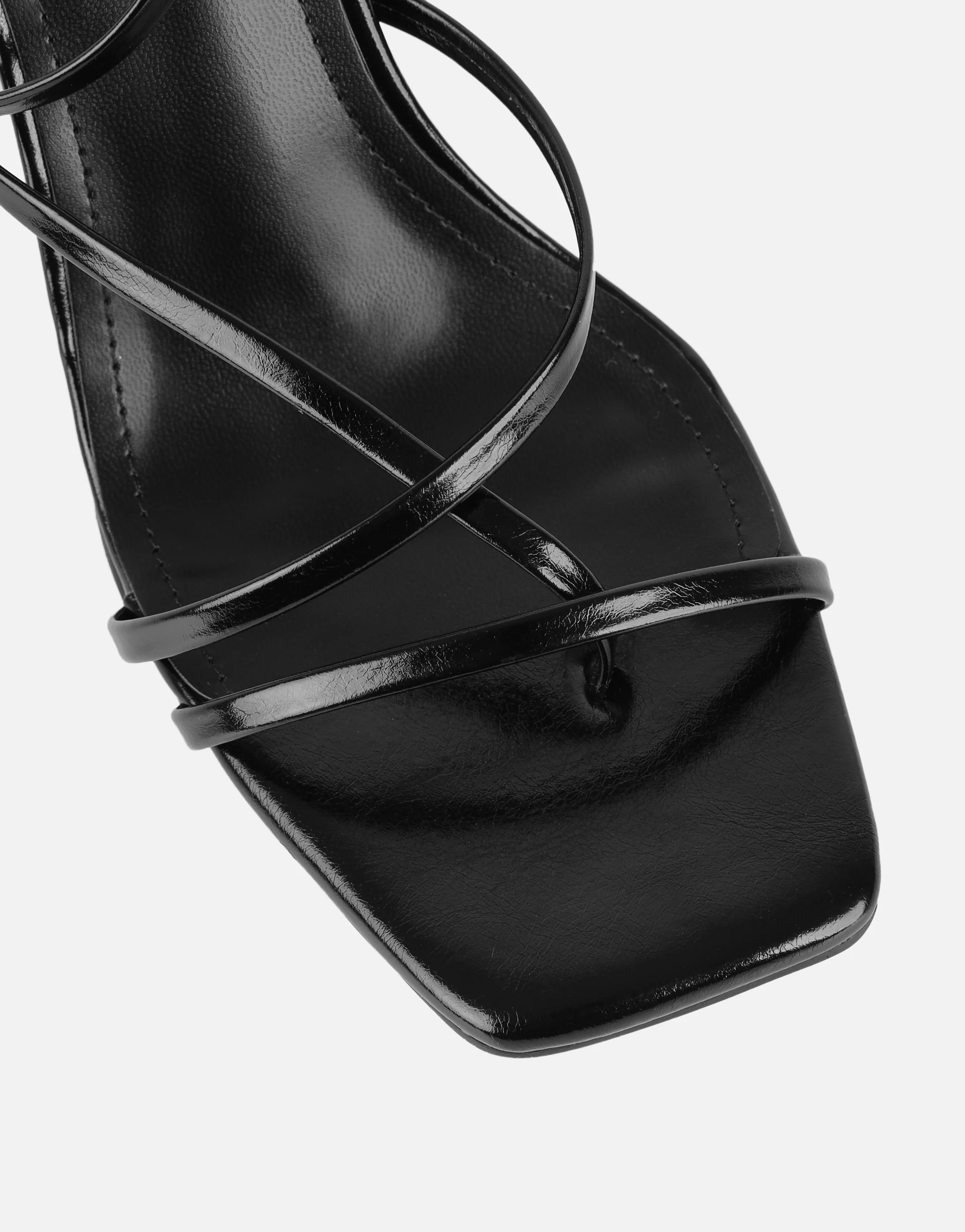 Xyla Black Strappy Block Heeled Sandals - Image 4