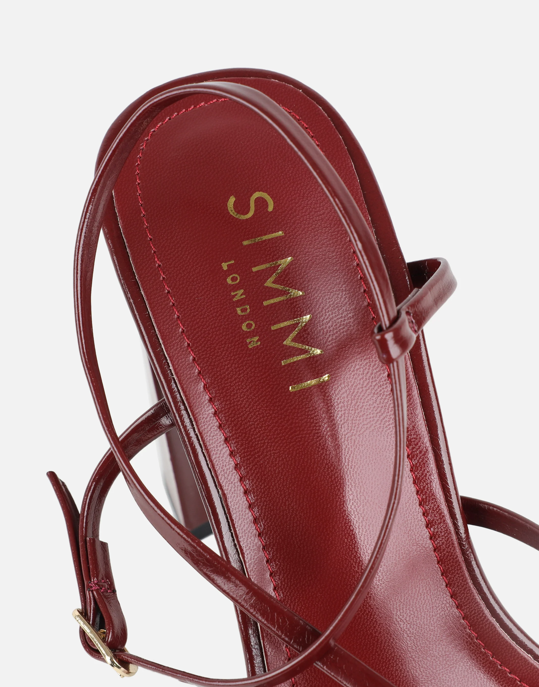 Xyla Burgundy Strappy Block Heeled Sandals - Image 3