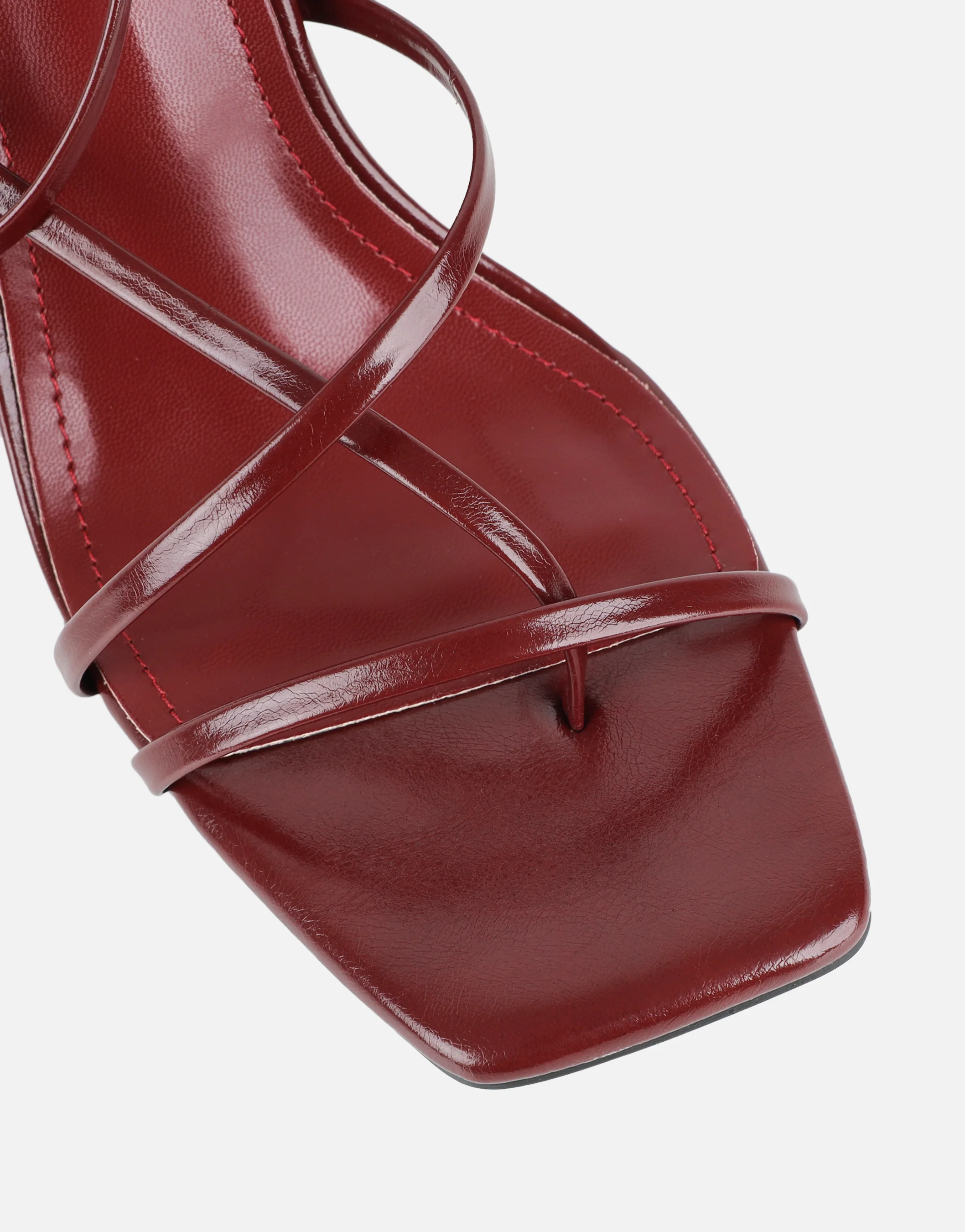 Xyla Burgundy Strappy Block Heeled Sandals - Image 4
